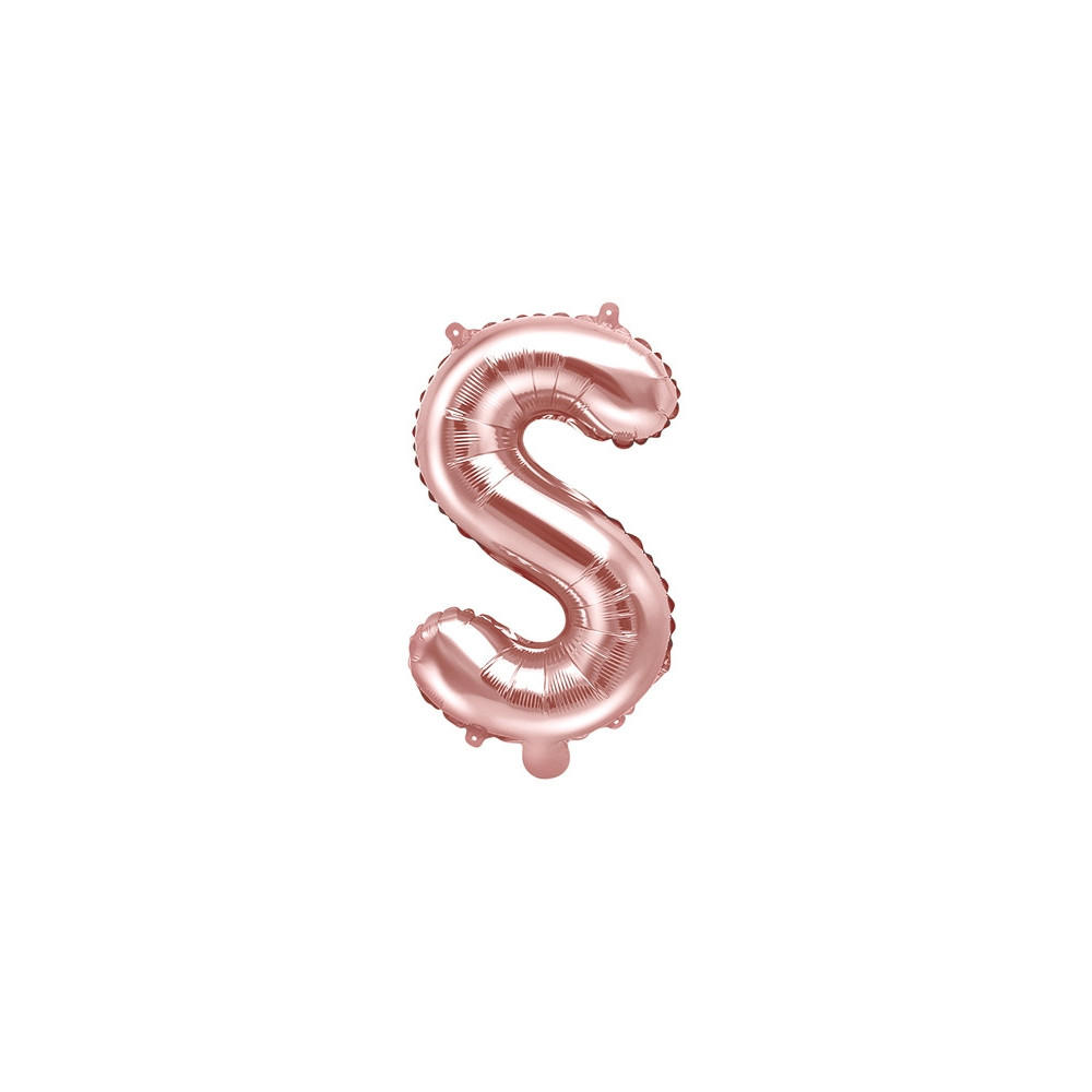 Balon foliowy litera S - różowe złoto, 35 cm