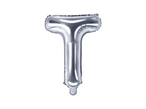 Foil balloon letter T - silver, 35 cm