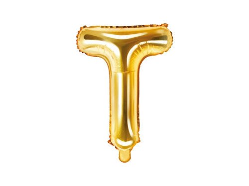 Foil balloon letter T - gold, 35 cm