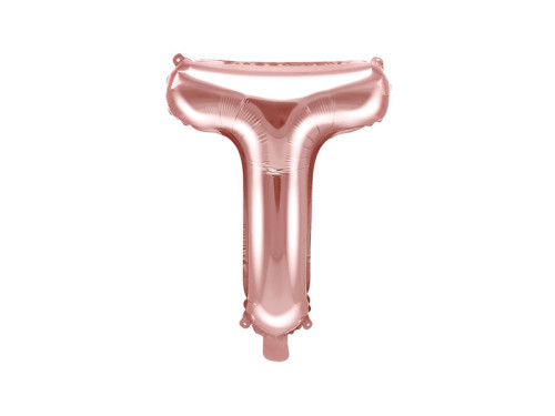Foil balloon letter T - rose gold, 35 cm