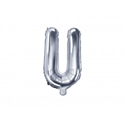 Balon foliowy litera U - srebrny, 35 cm