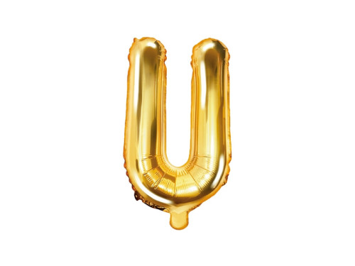 Foil balloon letter U - gold, 35 cm