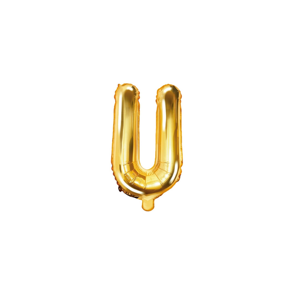 Foil balloon letter U - gold, 35 cm