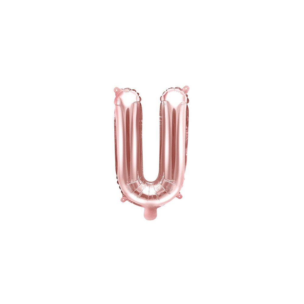 Balon foliowy litera U - różowe złoto, 35 cm