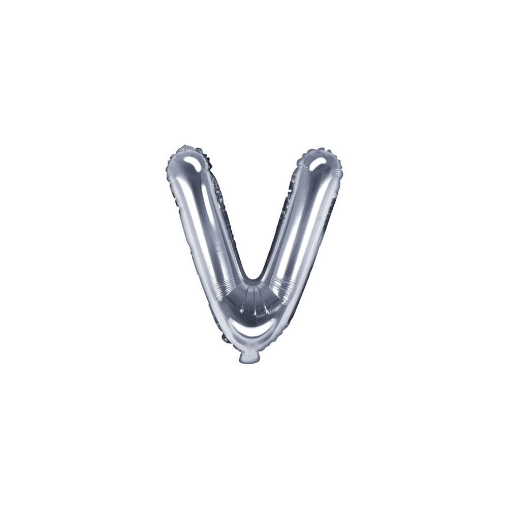 Balon foliowy litera V - srebrny, 35 cm