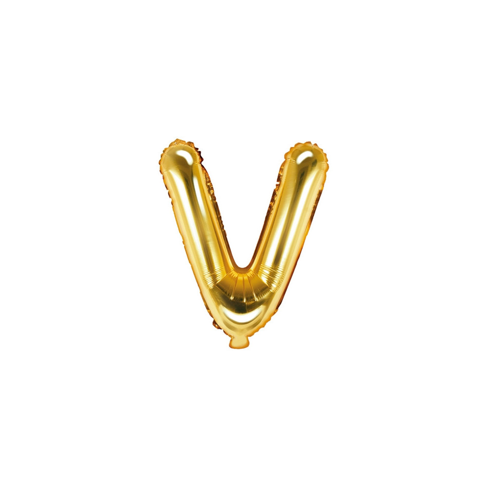 Foil balloon 35 cm Letter "V", gold