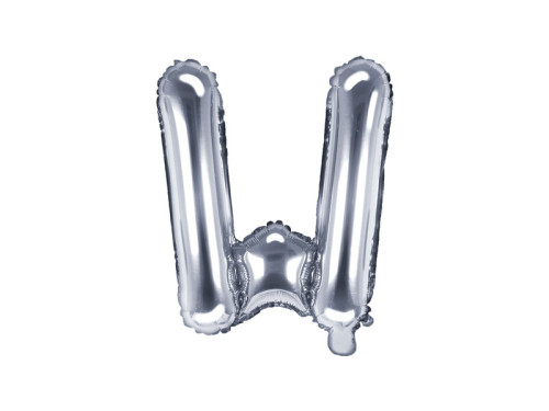 Foil balloon letter W - silver, 35 cm