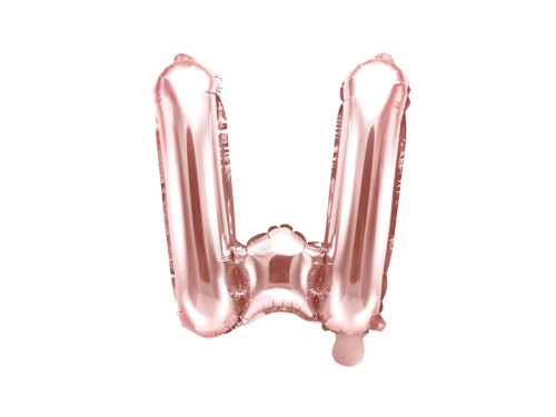 Foil balloon letter W - rose gold, 35 cm