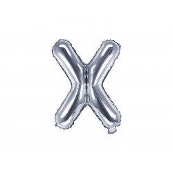 Balon foliowy litera X - srebrny, 35 cm