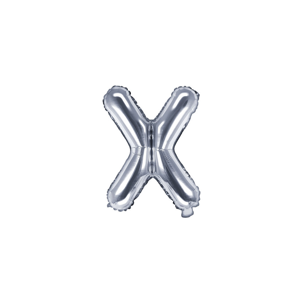 Balon foliowy litera X - srebrny, 35 cm