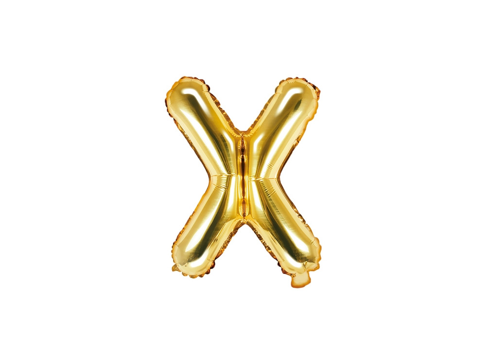 Foil balloon letter X - gold, 35 cm