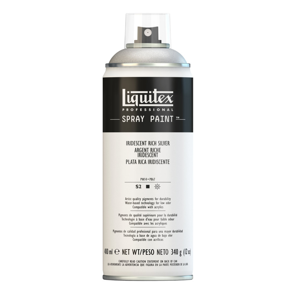 Farba akrylowa w spray'u - Liquitex - Iridescent Rich Silver, 400 ml