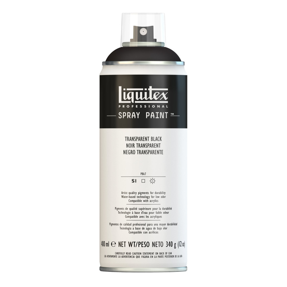 Farba akrylowa w spray'u - Liquitex - Transparent Black, 400 ml