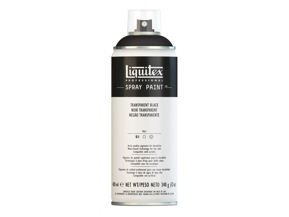 Farba akrylowa w spray'u - Liquitex - Transparent Black, 400 ml