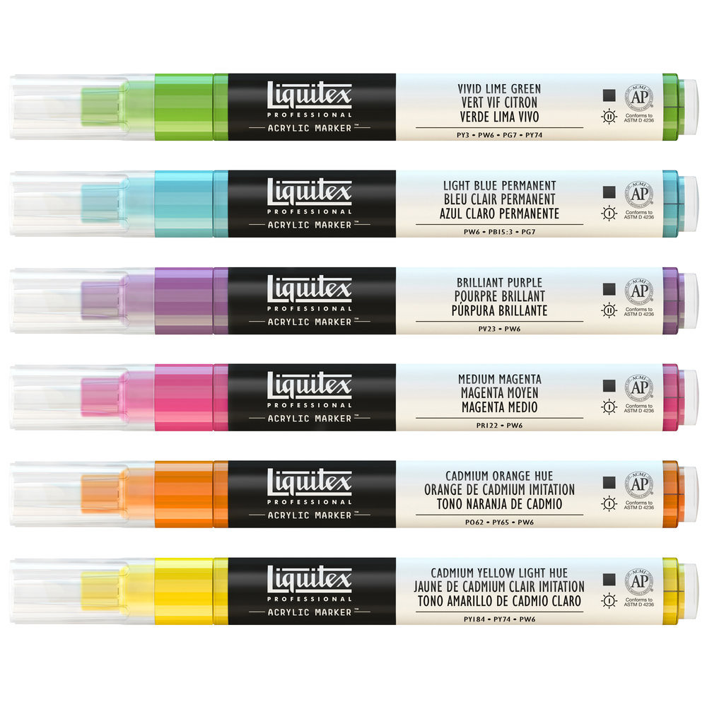 Set of Vibrant Fine acrylic markers - Liquitex - 6 items