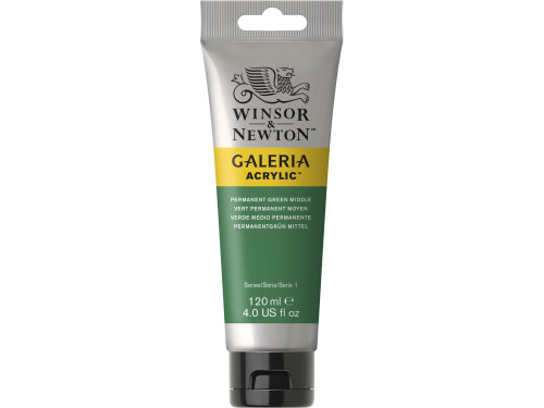 Farba akrylowa Galeria - Winsor & Newton - Permanent Green Middle, 120 ml