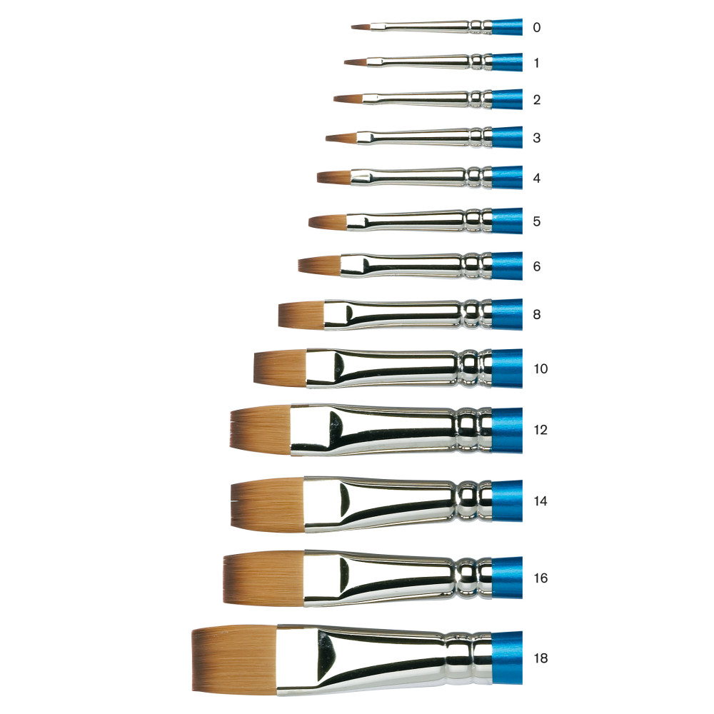 Flat, synthetic Cotman brush, series 555 - Winsor & Newton - long handle, no. 2