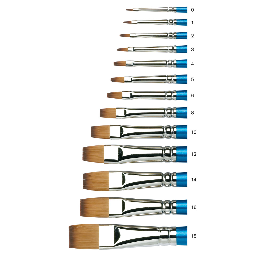 Flat, synthetic Cotman brush, series 555 - Winsor & Newton - long handle, no. 4