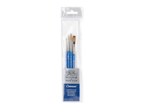 Zestaw pędzli Cotman - Winsor & Newton - krótka rączka, 4 szt.
