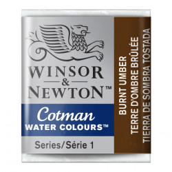 Cotman watercolor paint - Winsor & Newton - Burnt Umber, half pan