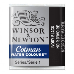 Cotman watercolor paint - Winsor & Newton - Ivory Black, half pan