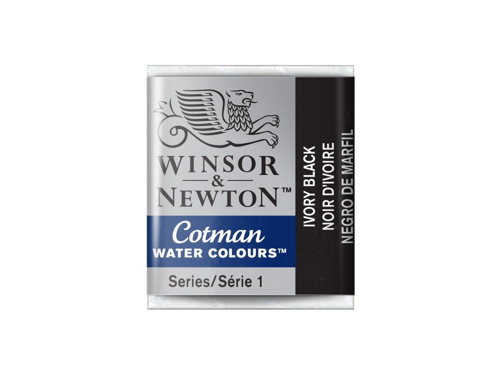Cotman watercolor paint - Winsor & Newton - Ivory Black, half pan