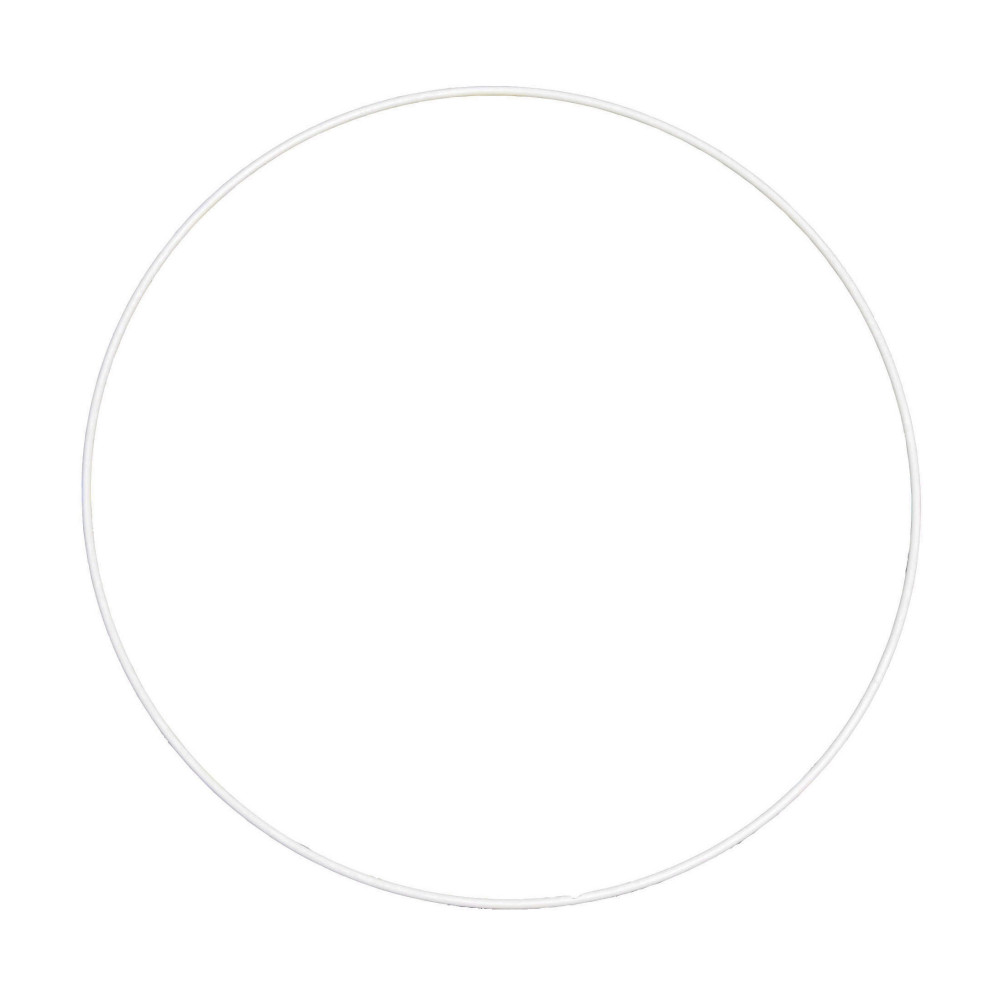 Metalowa obręcz do makramy - Koło, białe, 35 cm