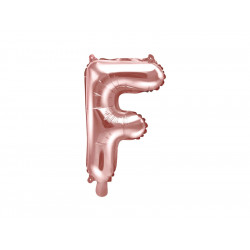 Balon foliowy litera F - różowe złoto, 35 cm
