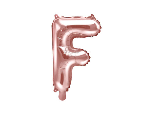 Foil balloon letter F - rose gold, 35 cm