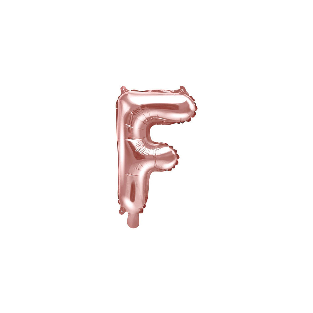 Balon foliowy litera F - różowe złoto, 35 cm
