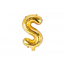 Balon foliowy litera S - złoty, 35 cm