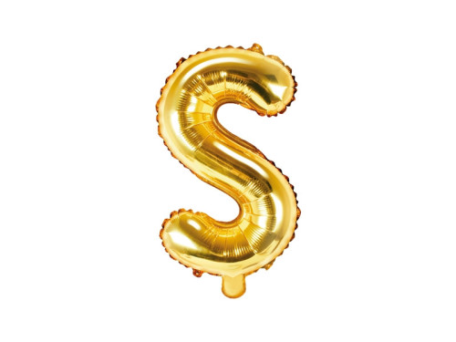 Foil balloon letter S - gold, 35 cm