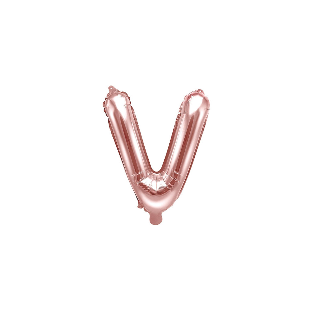Balon foliowy litera V - różowe złoto, 35 cm