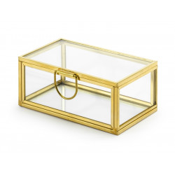 Szklane pudełko na obrączki - złote, 9 x 4 x 5 cm