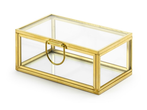 Wedding rings glass box - gold, 9 x 4 x 5 cm