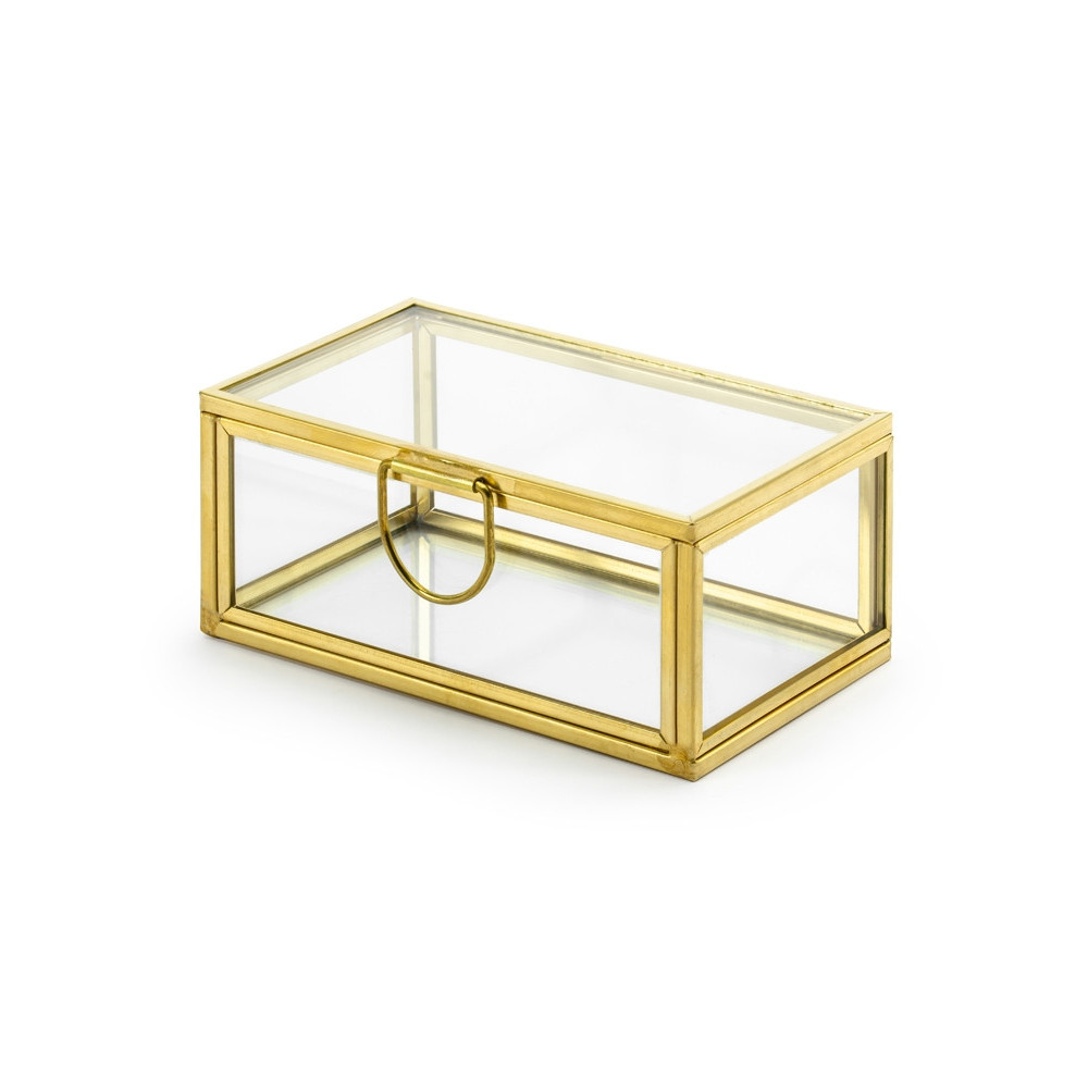 Wedding rings glass box - gold, 9 x 4 x 5 cm