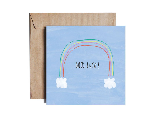 Greeting card - Pieskot - Good luck raindbow, 14,5 x 14,5 cm