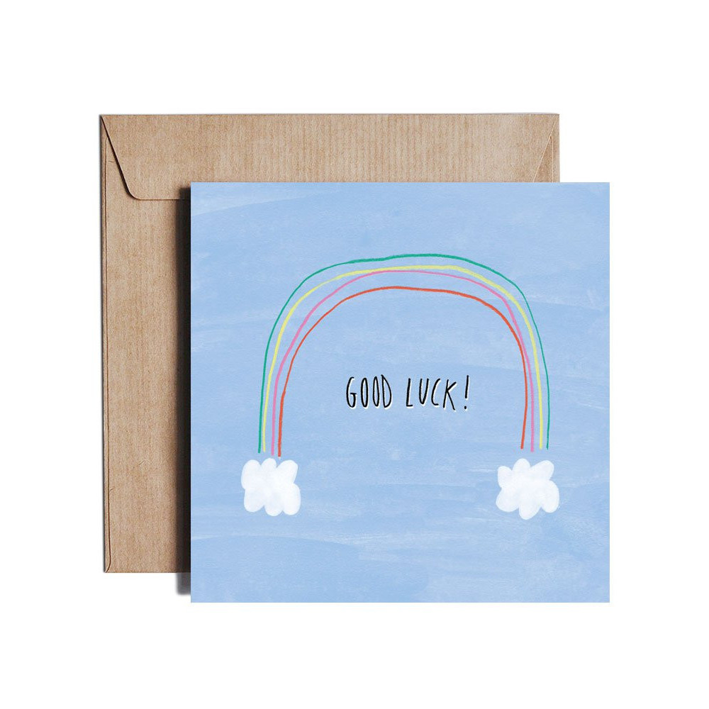 Kartka okolicznościowa - PiesKot - Good luck rainbow, 14,5 x 14,5 cm