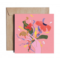 Greeting card - Pieskot - Flower power, 14,5 x 14,5 cm