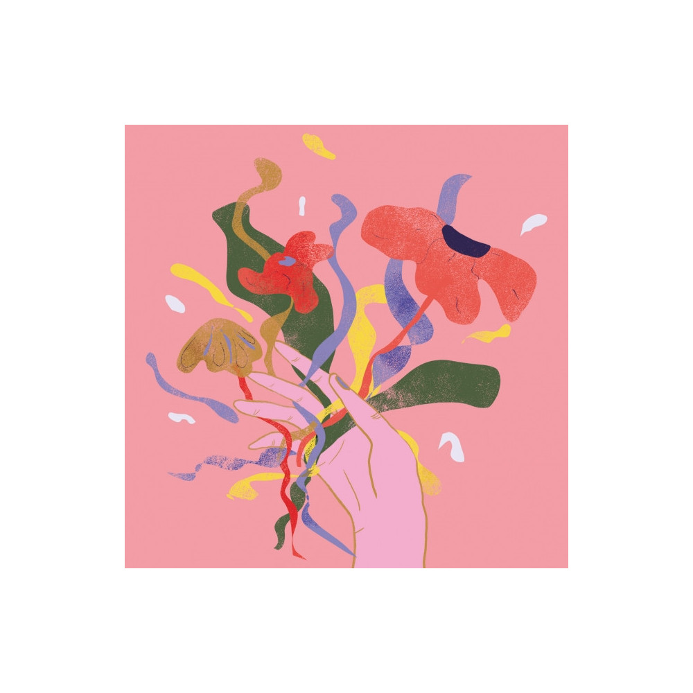 Kartka okolicznościowa - PiesKot - Flower power, 14,5 x 14,5 cm