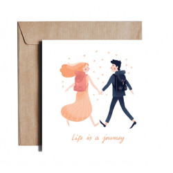 Greeting card - Pieskot - Life is a journey, 14,5 x 14,5 cm