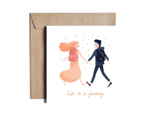 Greeting card - Pieskot - Life is a journey, 14,5 x 14,5 cm