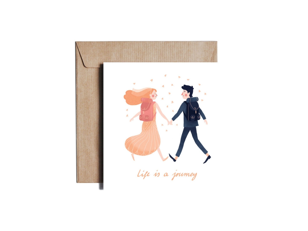 Greeting card - Pieskot - Life is a journey, 14,5 x 14,5 cm