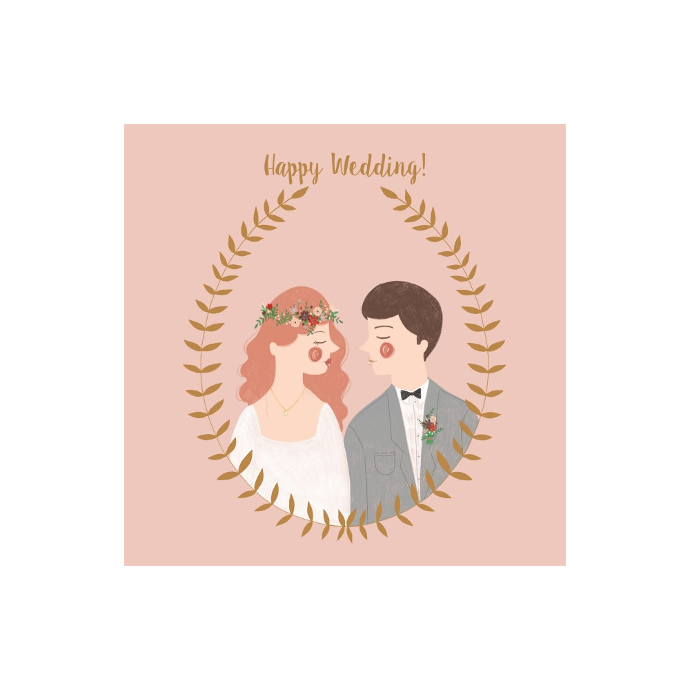 Greeting card - Pieskot - Happy wedding, 14,5 x 14,5 cm