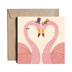 Greeting card - Pieskot - The flamingos, 14,5 x 14,5 cm