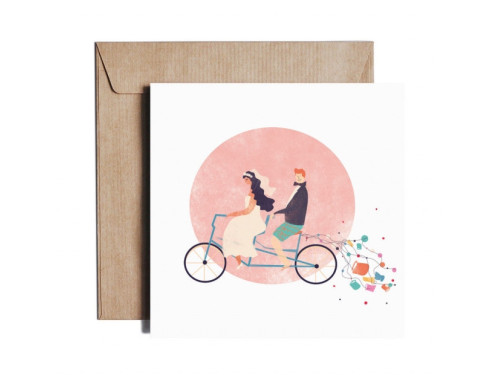 Greeting card - Pieskot - Just married, 14,5 x 14,5 cm