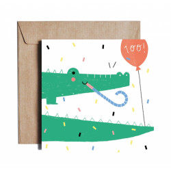Greeting card - Pieskot - Happy crocodile, 14,5 x 14,5 cm