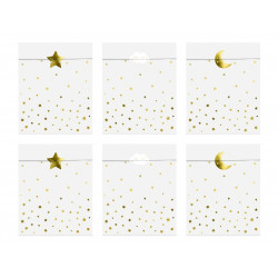 Torebki papierowe na słodycze Little Star - biało-złote, 6 szt.