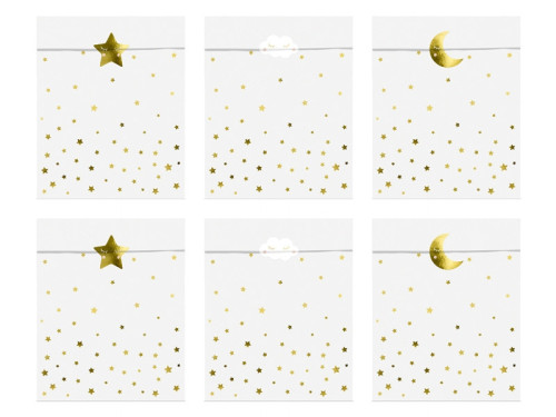 Little Star sweets bags - white and gold, 6 pcs.
