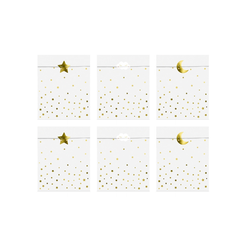 Little Star sweets bags - white and gold, 6 pcs.